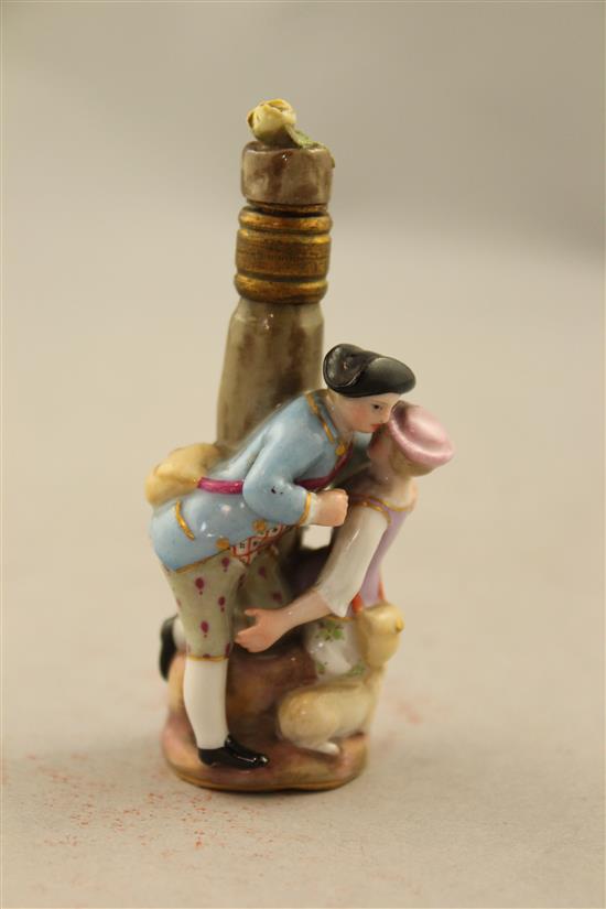 Two Meissen figural scent bottles, late 19th century, 8cm.